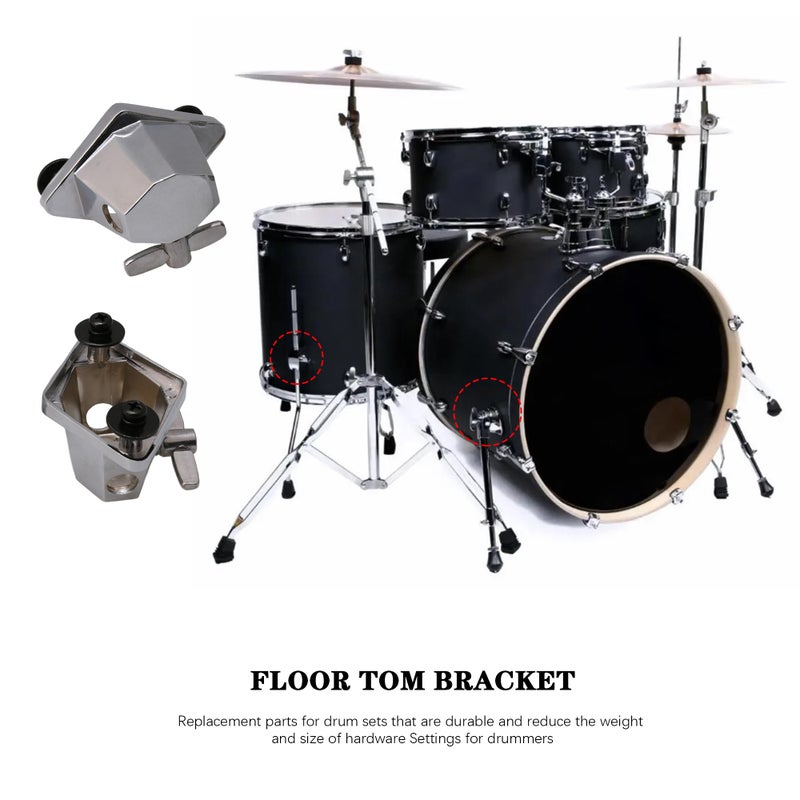 Lovermusic 2 Pieces Silver Floor Tom Leg Bracket Mount Replacement for Tom Drum Set - Image 2